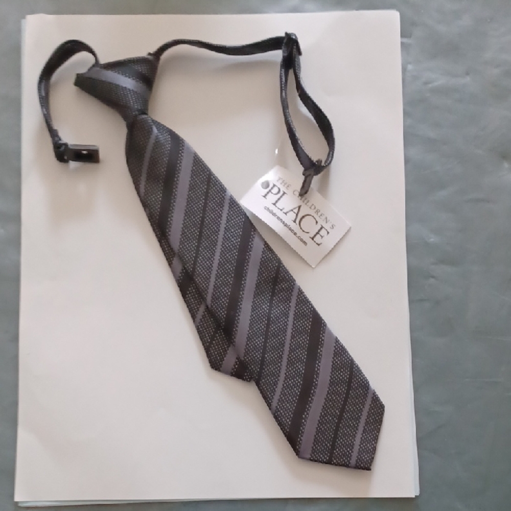 The Children's Place Black and Gray Patterned Tie, The Children's Place, 4T,